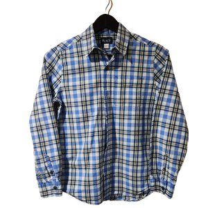 Boys Gingham Poplin Button Down Shirt - Blue